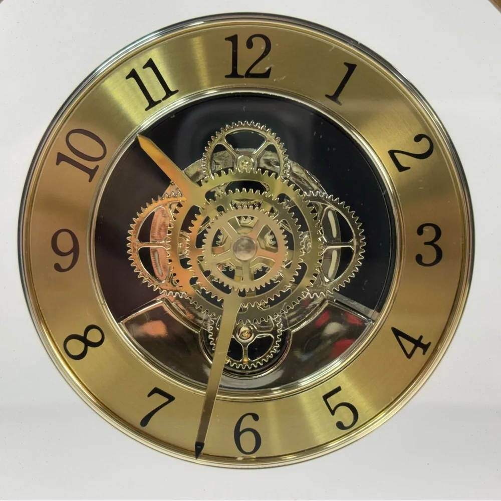 VINTAGE VERICHRON Quartz Takane Gold‎ MANTEL Desk Clock Gears Move Works